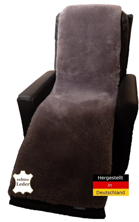 Premium Lammfell Sesselauflage, schwarz-grau, waschbar